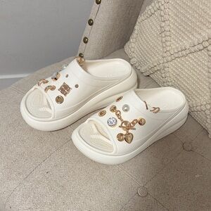 CROCS Cream and Gold Women's Sandals